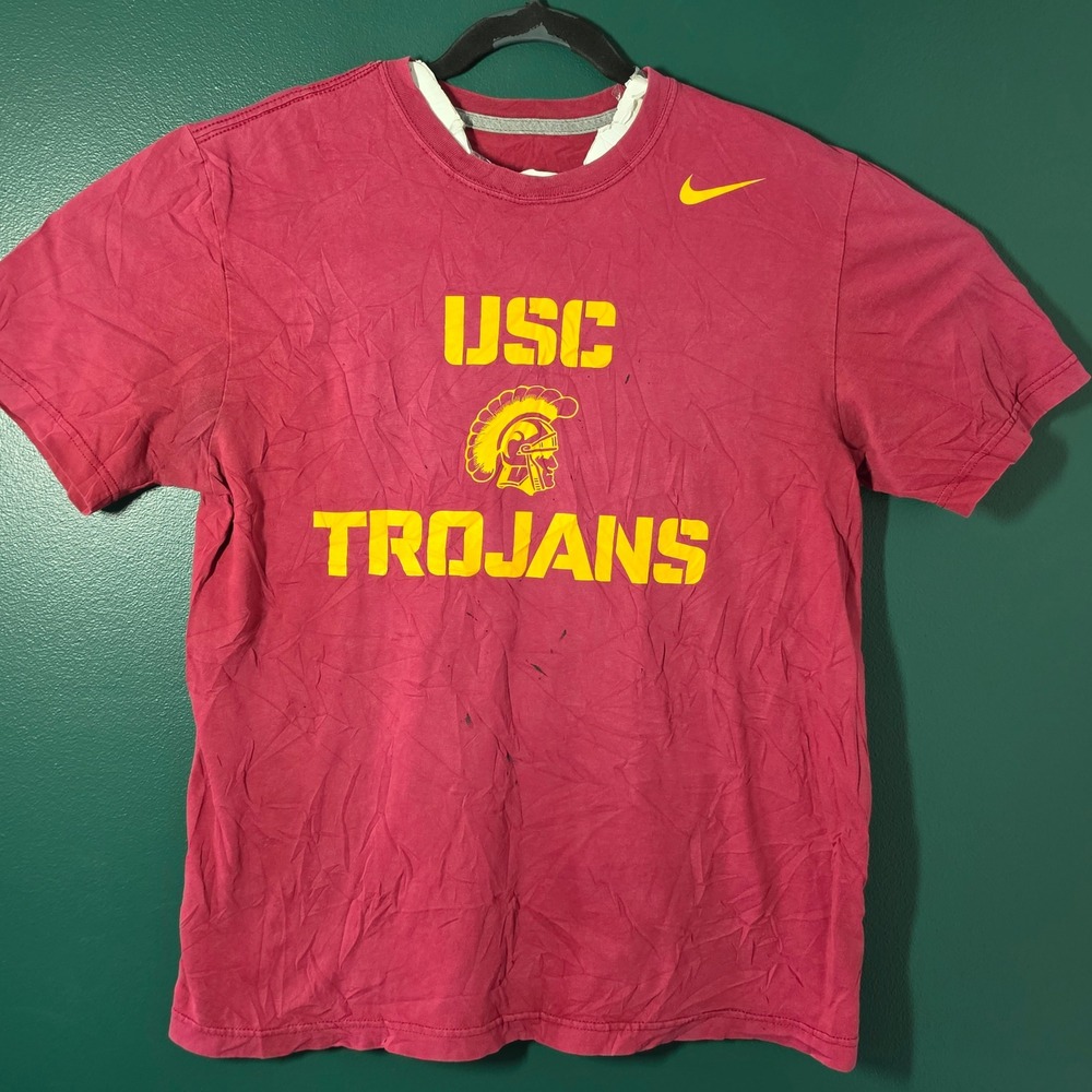 Nike USC Trojans Mens Large Cardinal Red Graphic T-Shirt NCAA Football Fan Gear